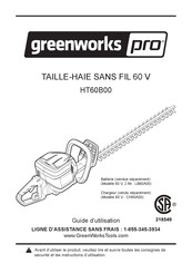 GreenWorks HT60B00 Guide D'utilisation