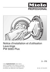 Miele Professional PW 6065 Plus Notice D'installation Et D'utilisation
