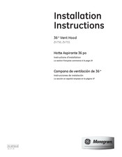 Monogram ZV755 Instructions D'installation