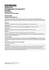 Siemens SIMOGEAR KA 2032 Traduction De La Notice Originale