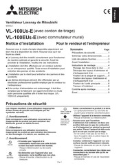 Mitsubishi Electric Lossnay VL-100U5-E Notice D'installation