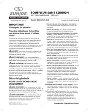 sunjoe 20ViONLTE-BLW Manuel D'utilisation