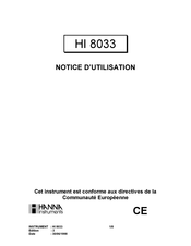 Hanna Instruments HI 8033 Notice D'utilisation