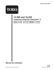 Toro TimeCutter 16-42Z Manuel De L'utilisateur