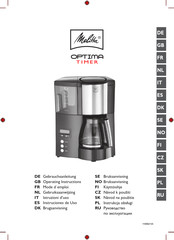 Melitta OPTIMA TIMER Mode D'emploi