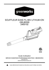 GreenWorks 2400102 Guide D'utilisation