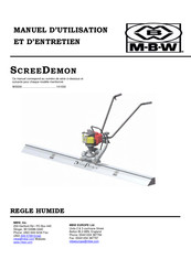 MBW SCREEDEMON WS500 Manuel D'utilisation Et D'entretien