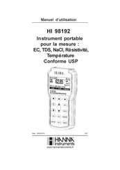 Hanna Instruments HI 98192 Manuel D'utilisation