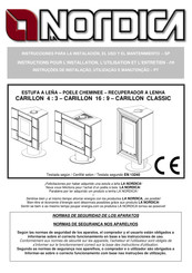 Nordica CARILLON CLASSIC Instructions Pour L'installation, L'utilisation Et L'entretien