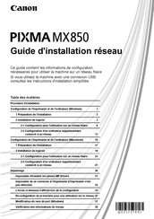 Canon Pixma MX850 Guide D'installation