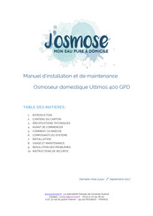 JOSMOSE Ultimos 400 GPD Manuel D'installation Et De Maintenance