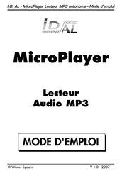 ID-AL MicroPlayer AP103 Mode D'emploi