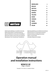 Vetus BOW3512E Manuel D'utilisation Et Instructions D'installation