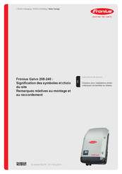 Fronius Galvo 208 Instructions De Service