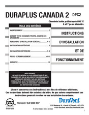 DuraVent DURAPLUS CANADA 2 DPC2 Instructions D'installation Et De Fonctionnement