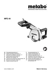 Metabo MFE 40 Instructions D'utilisation Originales