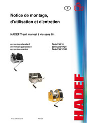 HADEF 238/10MV Notice De Montage, D'utilisation Et D'entretien