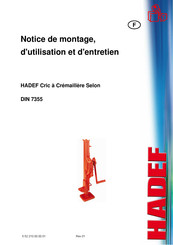 HADEF DIN 7355 Notice De Montage, D'utilisation Et D'entretien