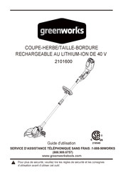 GreenWorks 2101600 Guide D'utilisation