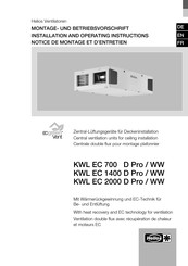 Helios EC green Vent KWL EC 1400 D Pro / WW Notice De Montage Et D'entretien