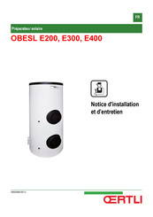 OERTLI OBESL E300 Notice D'installation Et D'entretien