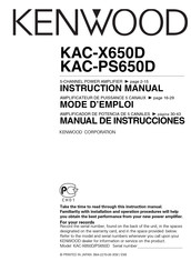 Kenwood KAC-PS650D Mode D'emploi