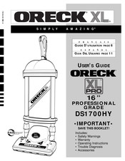 Oreck XL PROFESSIONAL GRADE DS1700HY Mode D'emploi