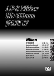 Nikon AF-S Nikkor ED 600mm f/4DII IF Manuel D'utilisation