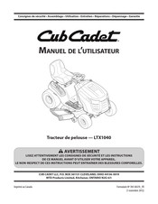 Cub Cadet LTX1040 Manuel De L'utilisateur