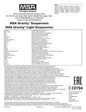 MSA Gravity Suspension Instructions D'utilisation Et De Maintenance