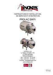 iNOXPA PROLAC SWFI Instructions D'installation, De Service Et D'entretien