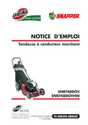 Snapper SNR748DOVHW Notice D'emploi