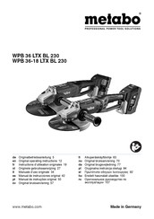 Metabo WPB 36-18 LTX BL 230 Instructions D'utilisation Originales