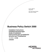 Nortel Networks Business Policy Switch 2000 Guide D'installation