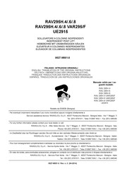 Ravaglioli RAV 295H.4 VAR295/F Traduction Des Instructions Originales