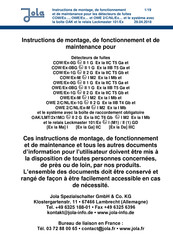 Jola KR 5/Ex ia Ma I Instructions De Montage, De Fonctionnement Et De Maintenance