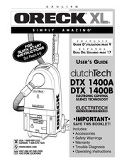 Oreck XL dutchTech DTX 1400A Guide D'utilisation