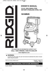 RIDGID 1610RV0 Mode D'emploi