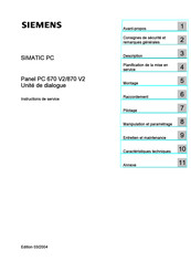 Siemens SIMATIC Panel PC 870 V2 Instructions De Service