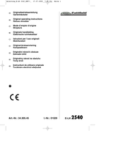 Pattfield Ergo Tools E-LH 2540 Mode D'emploi D'origine