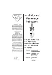 T&S B-1874 Instructions D'installation Et D'entretien