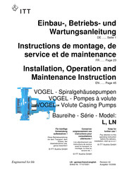 Itt VOGEL L Série Instructions De Montage, De Service Et De Maintenance