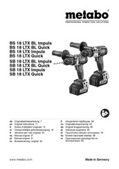 Metabo SB 18 LTX BL I Notice D'utilisation Originale