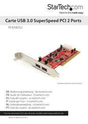 StarTech.com Carte USB 3.0 SuperSpeed PCI 2 Ports Guide De L'utilisateur