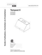 Zephyr Essentials Tempest II AK7536ASX Guide D'utilisation, D'entretien Et D'installation