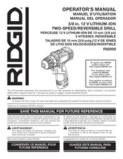 RIDGID R82008 Manuel D'utilisation