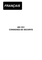 JUKI AB-1351 Consignes De Sécurité