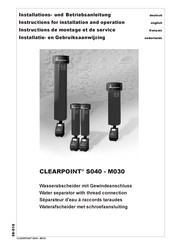 Beko CLEARPOINT M015 Instructions De Montage Et De Service
