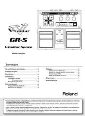 Roland V-Guitar Space GR-S Mode D'emploi