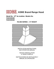 KOBE RA-092 S Série Mode D'emploi Et Notice D'installation